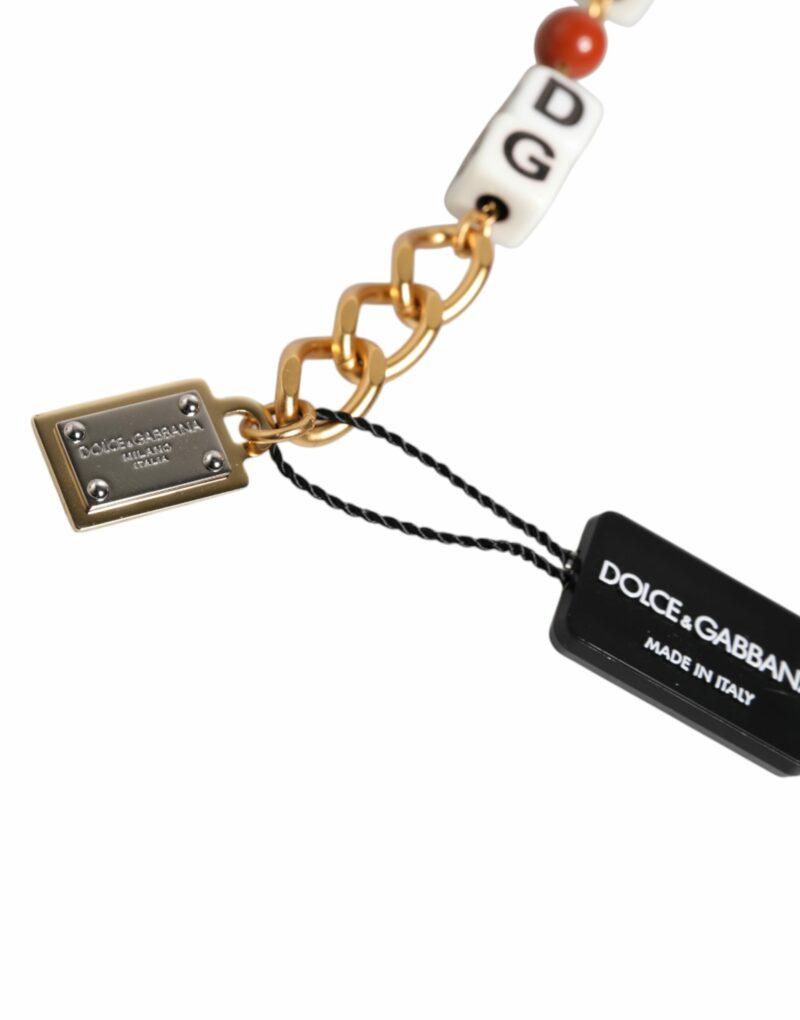 Dolce & Gabbana Multicolor Gold Tone Brass Chain DG Logo Dice Bracelet - Image 4