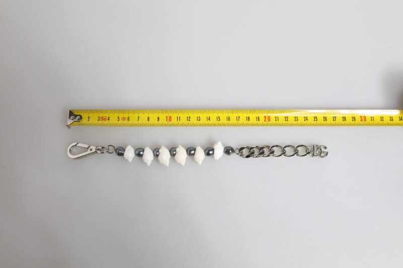 Dolce & Gabbana Silver Tone Brass Beaded Shell DG Logo Pendant Bracelet - Image 6