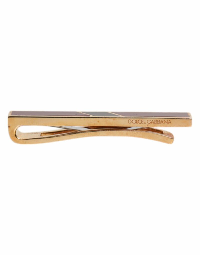 Dolce & Gabbana Multicolor Gold Tone Brass Tie Clip Bar - Image 4