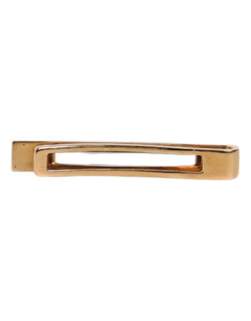 Dolce & Gabbana Black Sapphire Gold Tone Brass Tie Clip Bar - Image 5