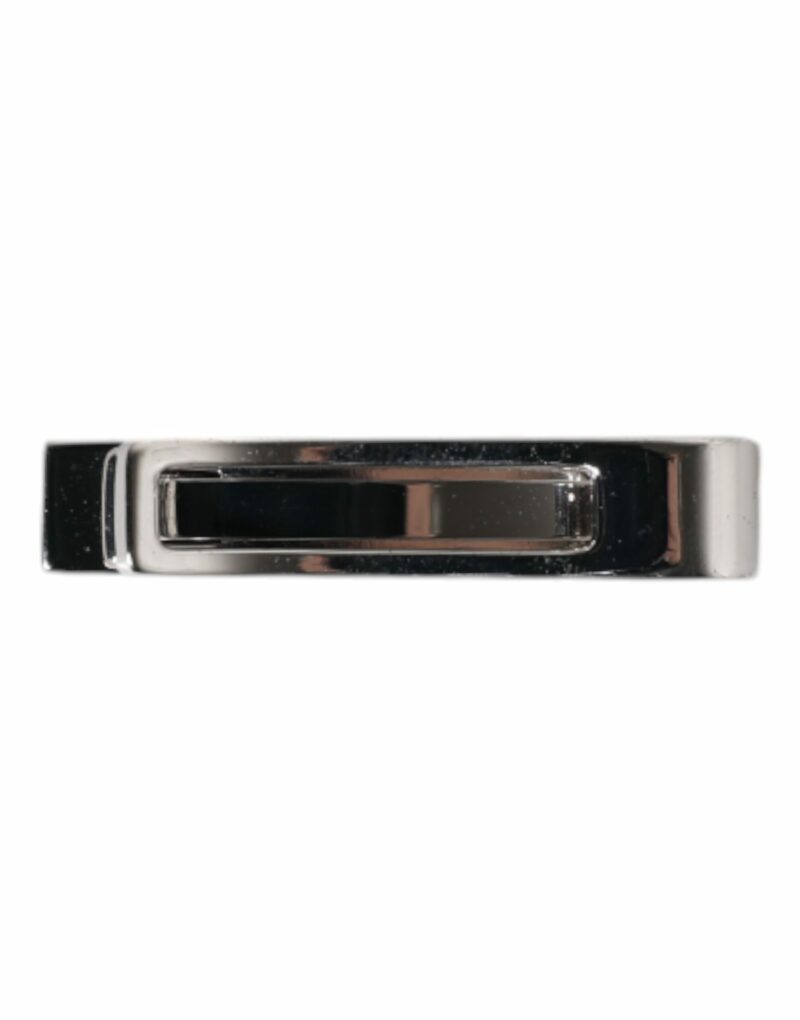 Dolce & Gabbana Silver Tone Brass Logo Branded Tie Clip Bar - Image 3