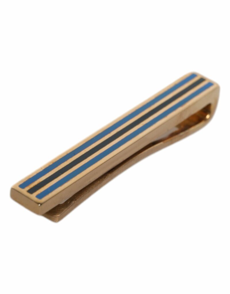 Dolce & Gabbana Gold Tone Brass Logo Branded Tie Clip Bar - Image 3