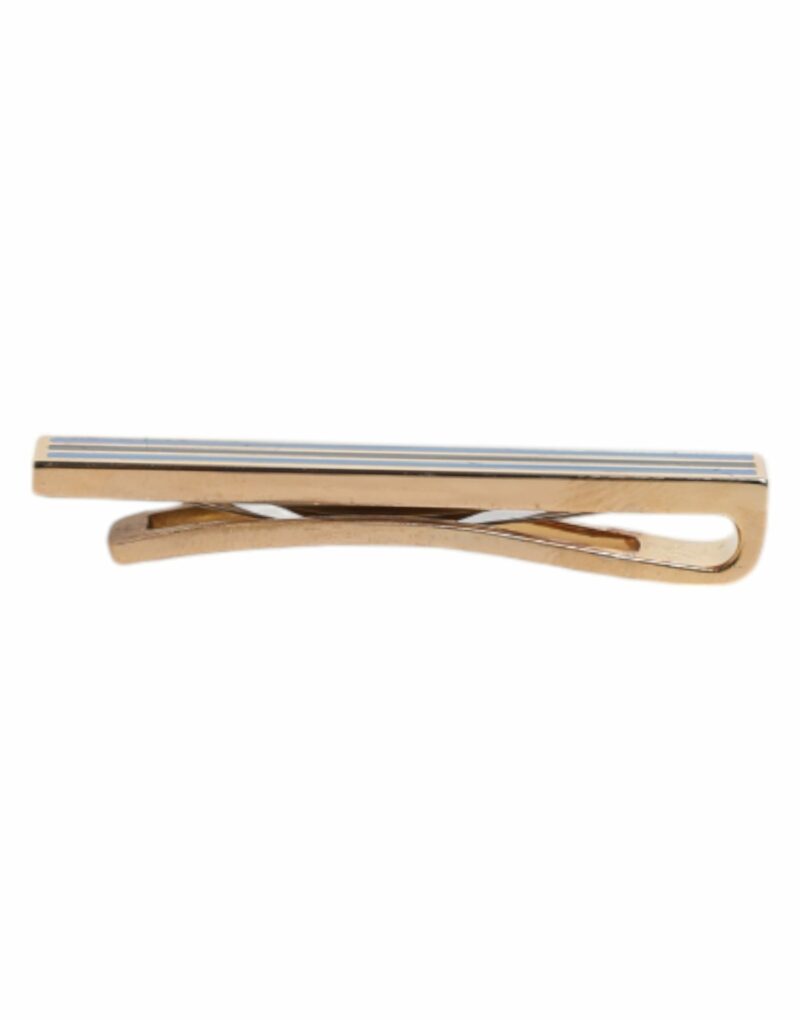 Dolce & Gabbana Gold Tone Brass Logo Branded Tie Clip Bar - Image 4