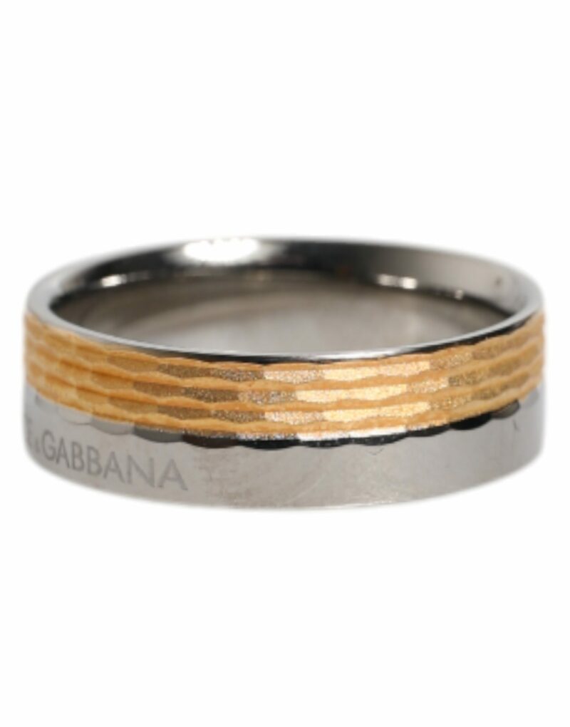 Dolce & Gabbana Gold Silver Tone Real Brass DG Logo Ring - Image 3