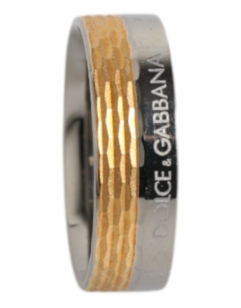 Dolce & Gabbana Gold Silver Tone Real Brass DG Logo Ring - Image 6