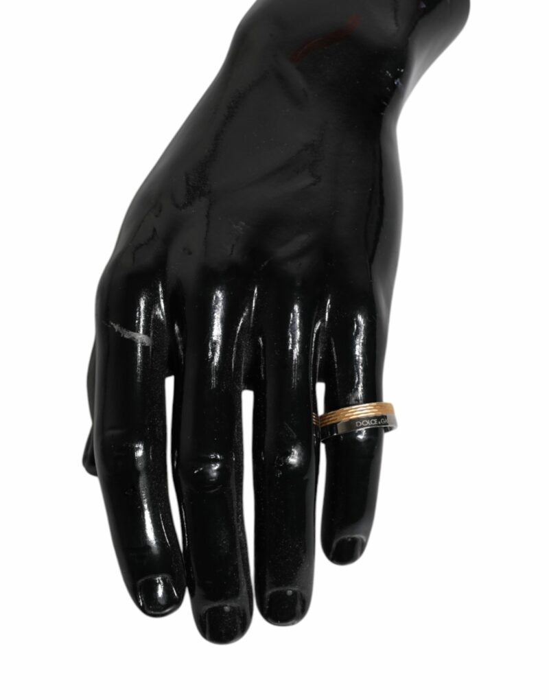 Dolce & Gabbana Gold Silver Tone Real Brass DG Logo Ring - Image 8