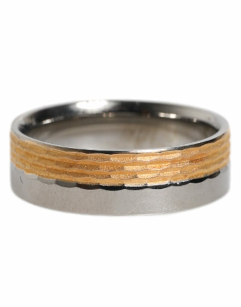 Dolce & Gabbana Gold Silver Tone Real Brass DG Logo Ring - Image 4