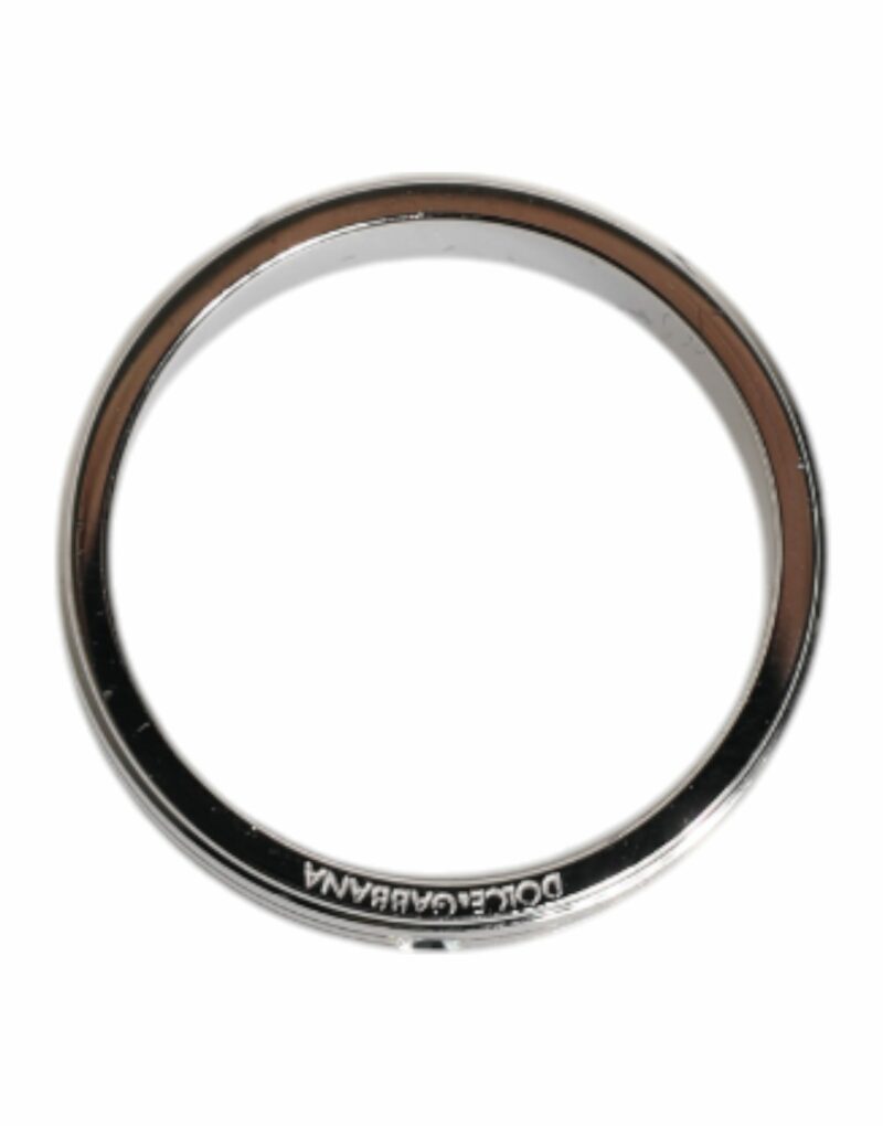 Dolce & Gabbana Silver Tone Brass Clear Crystal DG Logo Ring - Image 5
