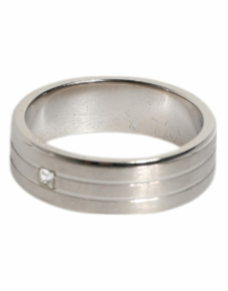 Dolce & Gabbana Silver Tone Brass Clear Crystal DG Logo Ring - Image 3