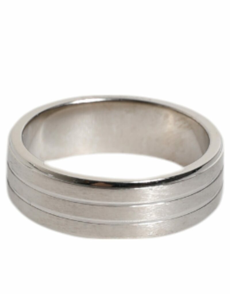 Dolce & Gabbana Silver Tone Brass Clear Crystal DG Logo Ring - Image 4