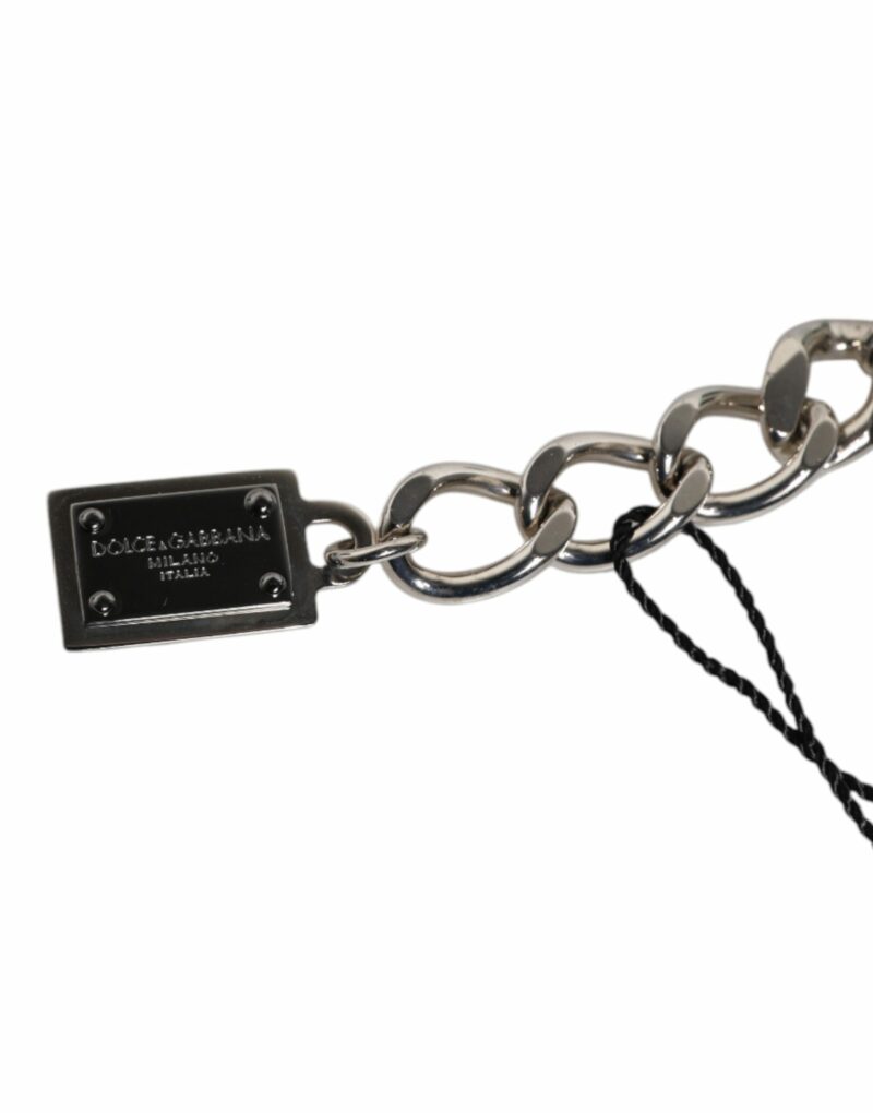 Dolce & Gabbana Silver Tone Brass Bead Dice Logo Embellish Charm Bracelet - Image 5
