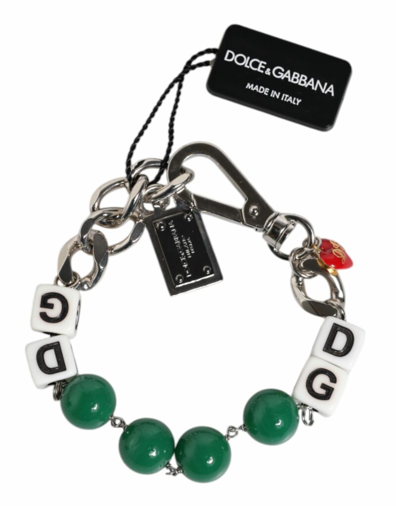 Dolce & Gabbana Silver Tone Brass Bead Dice Logo Embellish Charm Bracelet - Image 3