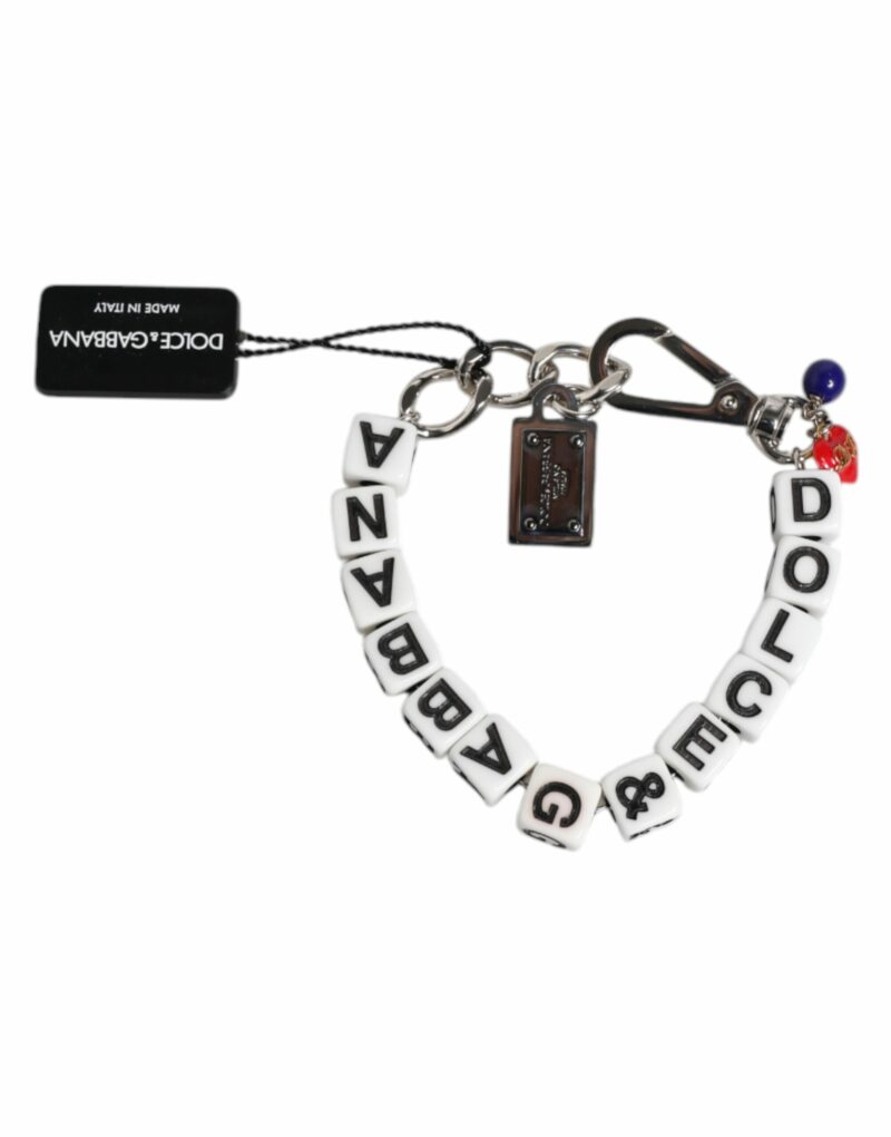 Dolce & Gabbana Silver Brass Chain Dice Logo Embellished Charm Bracelet - Image 3
