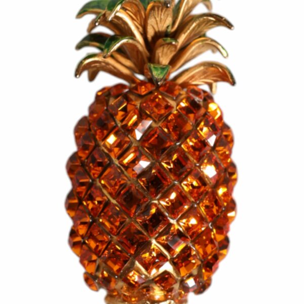 Dolce & Gabbana Gold Brass Pineapple Crystal Jewelry Brooch Pin