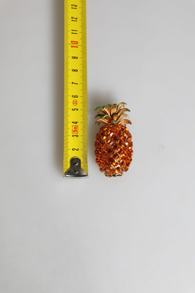 Dolce & Gabbana Gold Brass Pineapple Crystal Jewelry Brooch Pin - Image 4