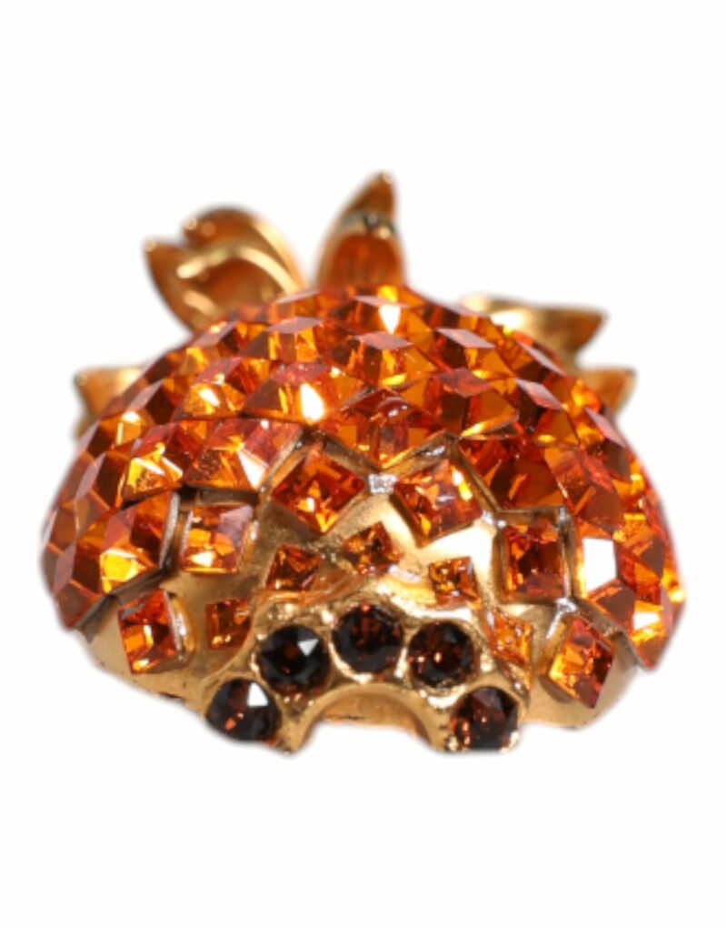 Dolce & Gabbana Gold Brass Pineapple Crystal Jewelry Brooch Pin - Image 6