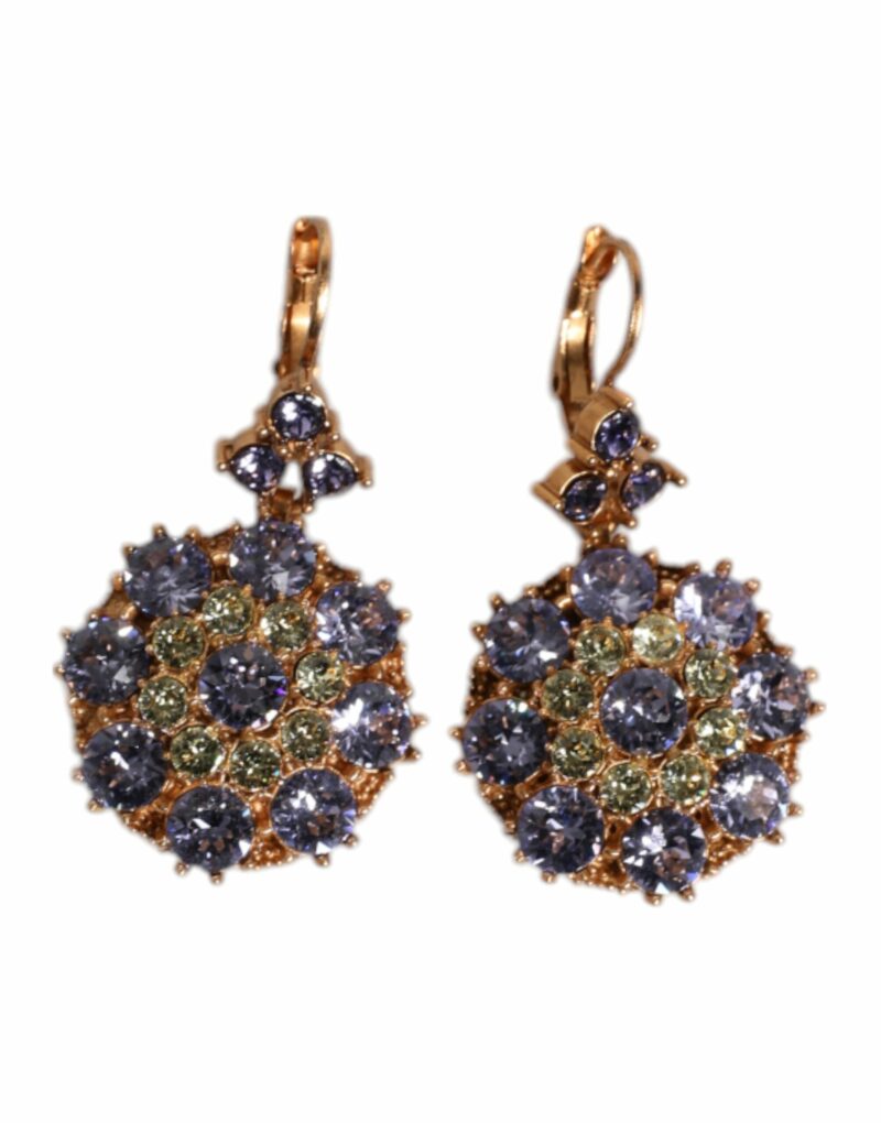 Dolce & Gabbana Earrings Brass Multicolor Floral Crystal Dangling Jewelry - Image 2