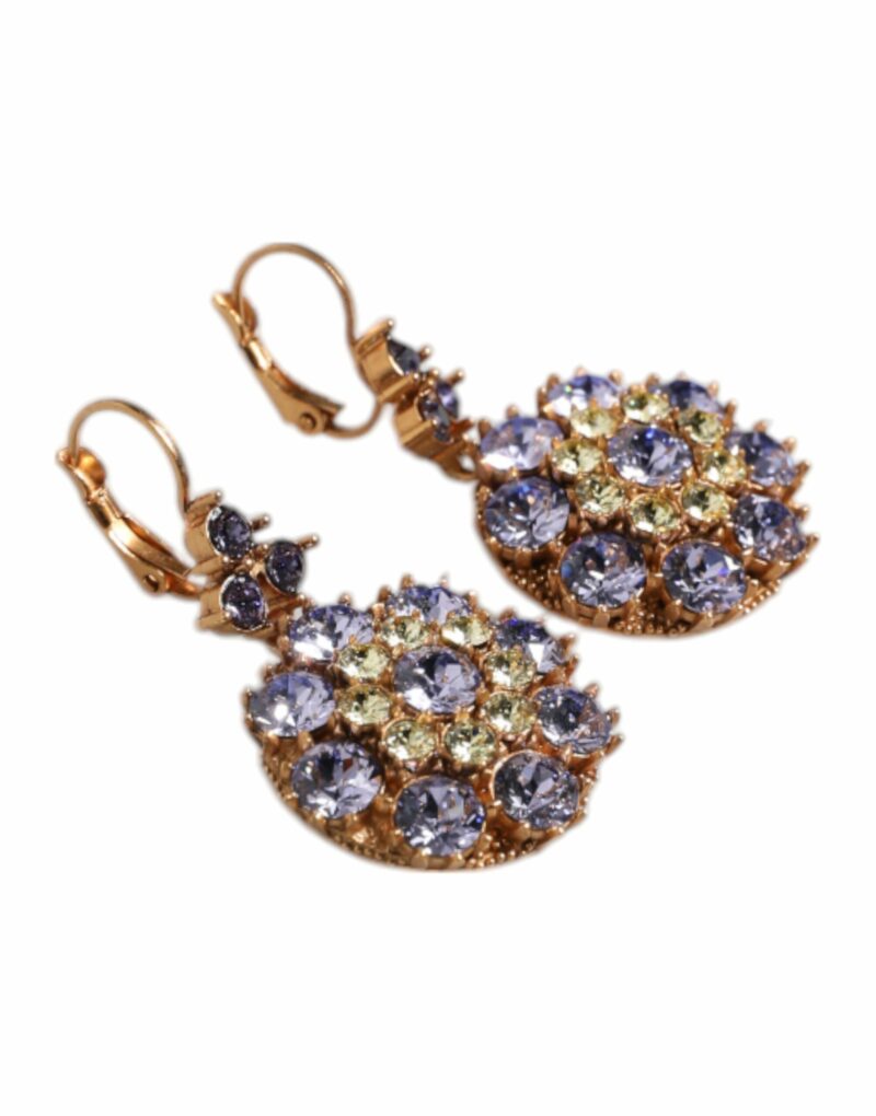 Dolce & Gabbana Earrings Brass Multicolor Floral Crystal Dangling Jewelry - Image 3