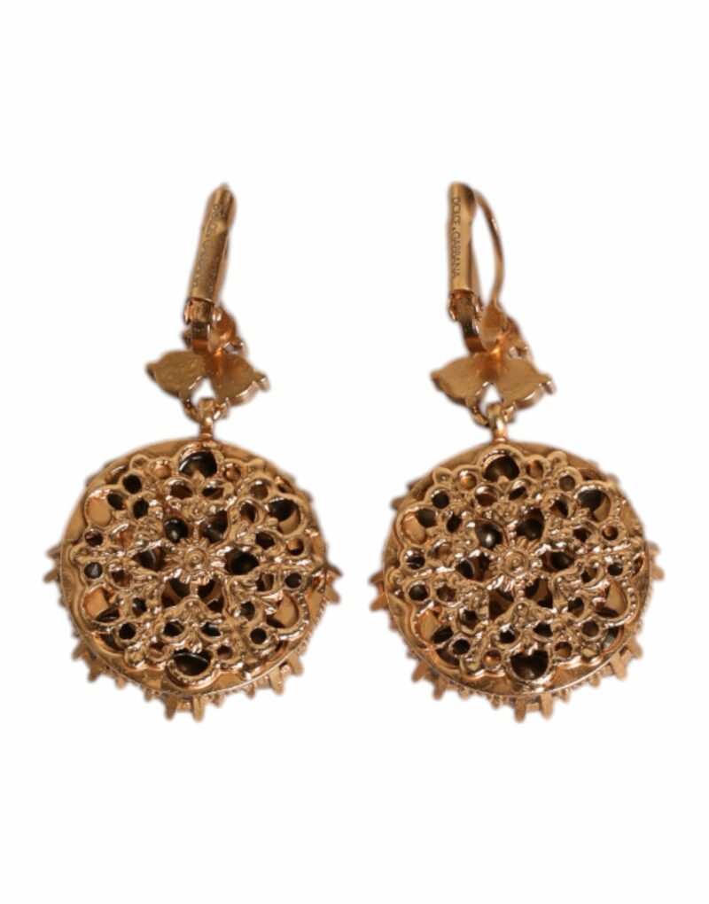 Dolce & Gabbana Earrings Brass Multicolor Floral Crystal Dangling Jewelry - Image 5