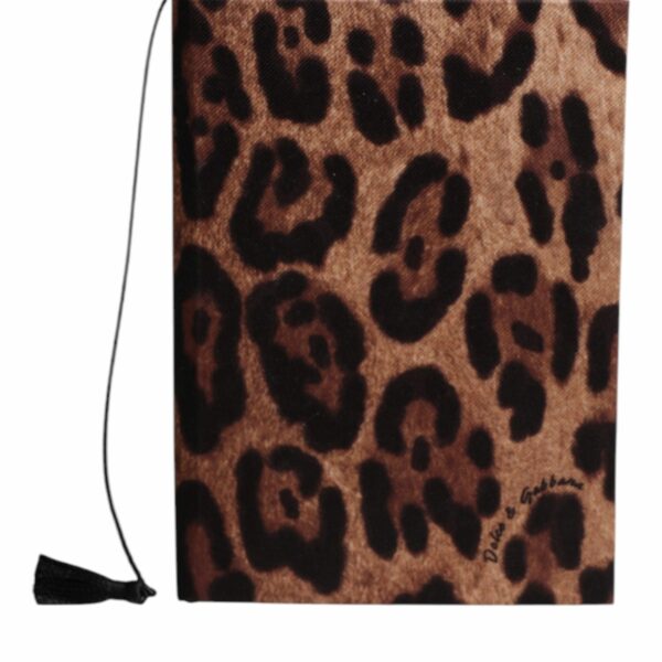 Dolce & Gabbana Brown Black Polyester Leopard Logo Print Small Notebook