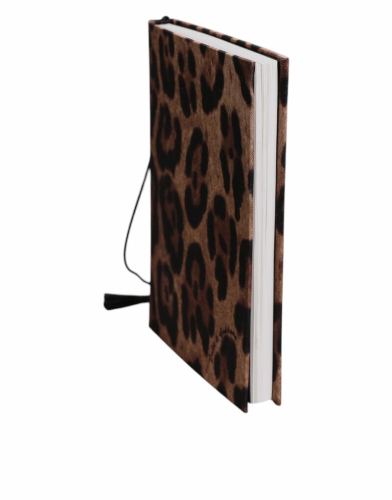 Dolce & Gabbana Brown Black Polyester Leopard Logo Print Small Notebook - Image 3