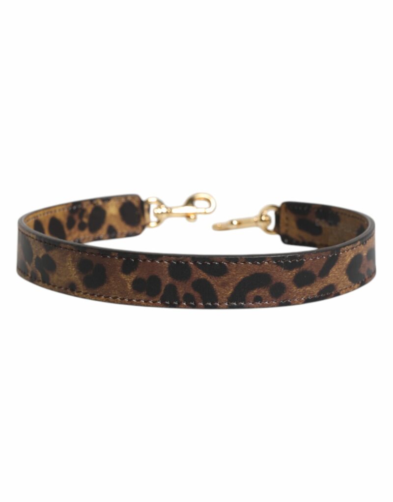 Dolce & Gabbana Brown Leopard Calf Leather Bag Shoulder Strap - Image 6
