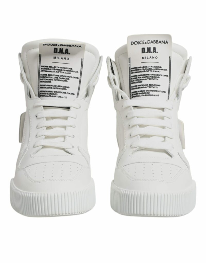 Dolce & Gabbana White Leather High Top Sneakers Shoes - Image 2