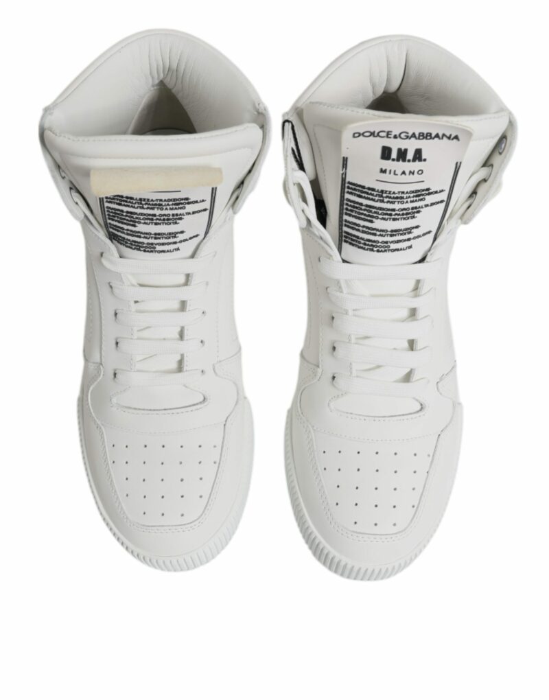 Dolce & Gabbana White Leather High Top Sneakers Shoes - Image 3