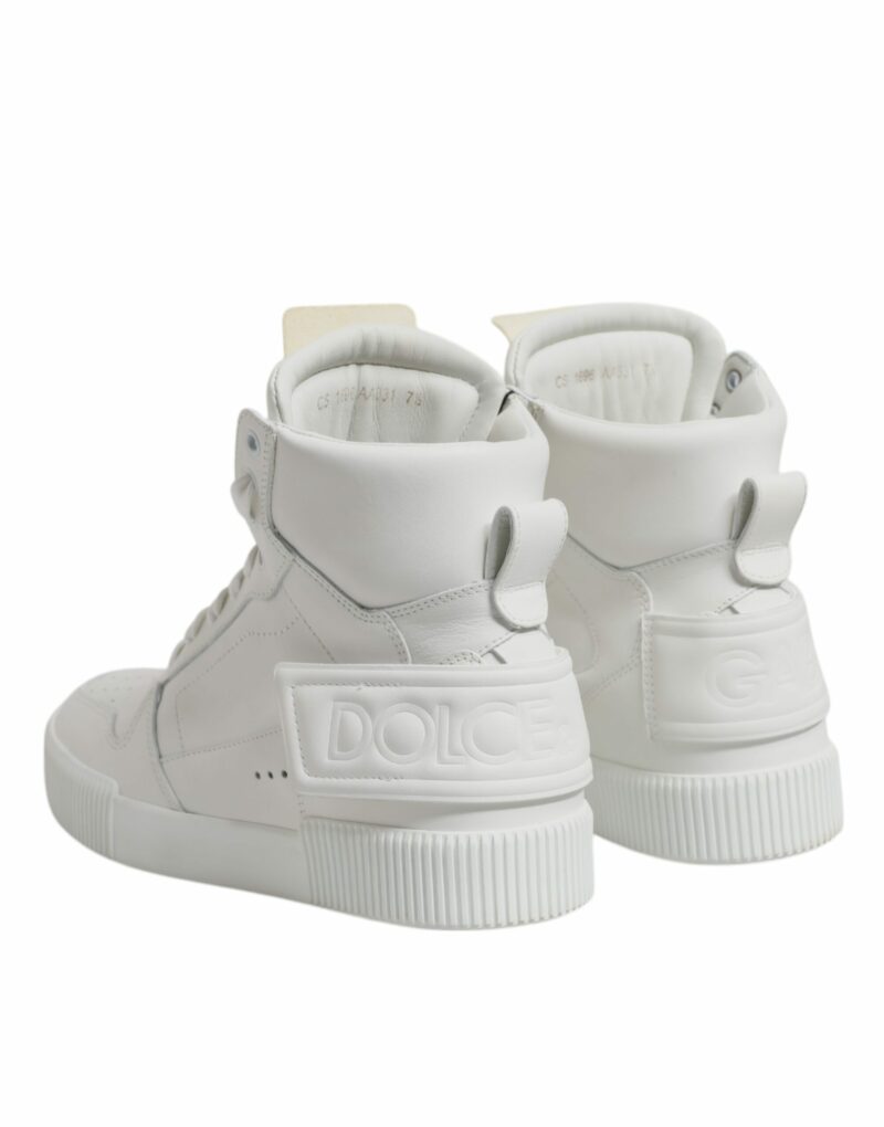 Dolce & Gabbana White Leather High Top Sneakers Shoes - Image 5