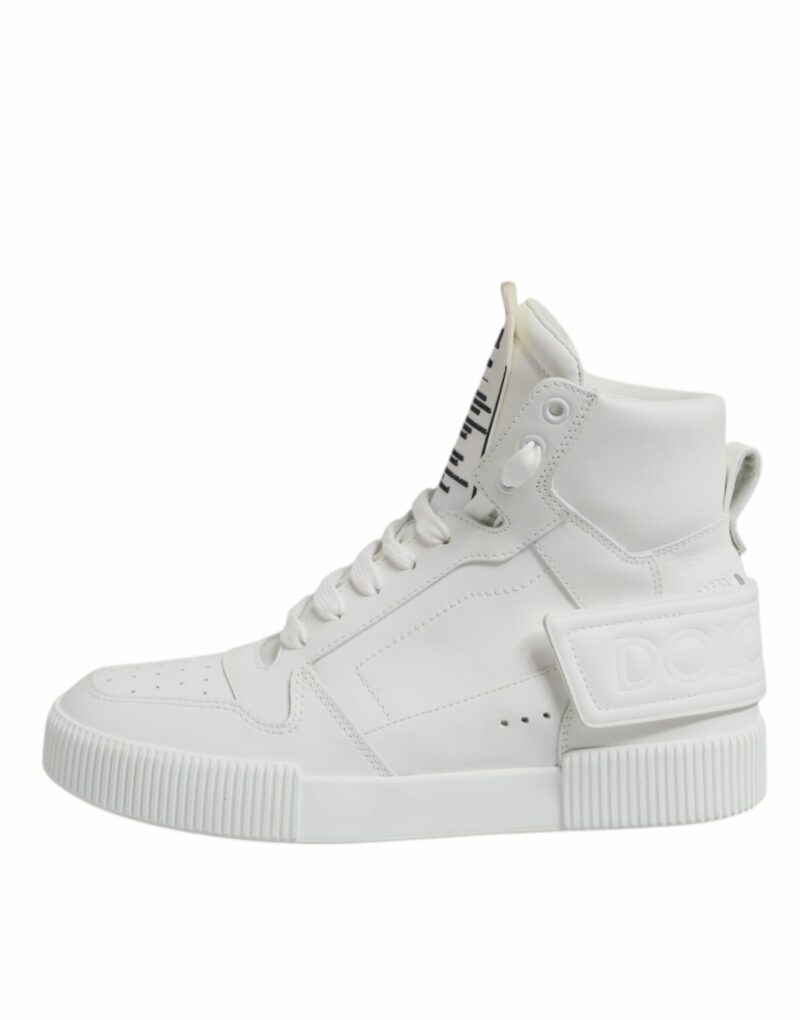 Dolce & Gabbana White Leather High Top Sneakers Shoes - Image 6