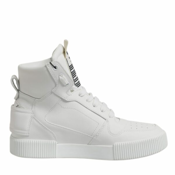 Dolce & Gabbana White Leather High Top Sneakers Shoes