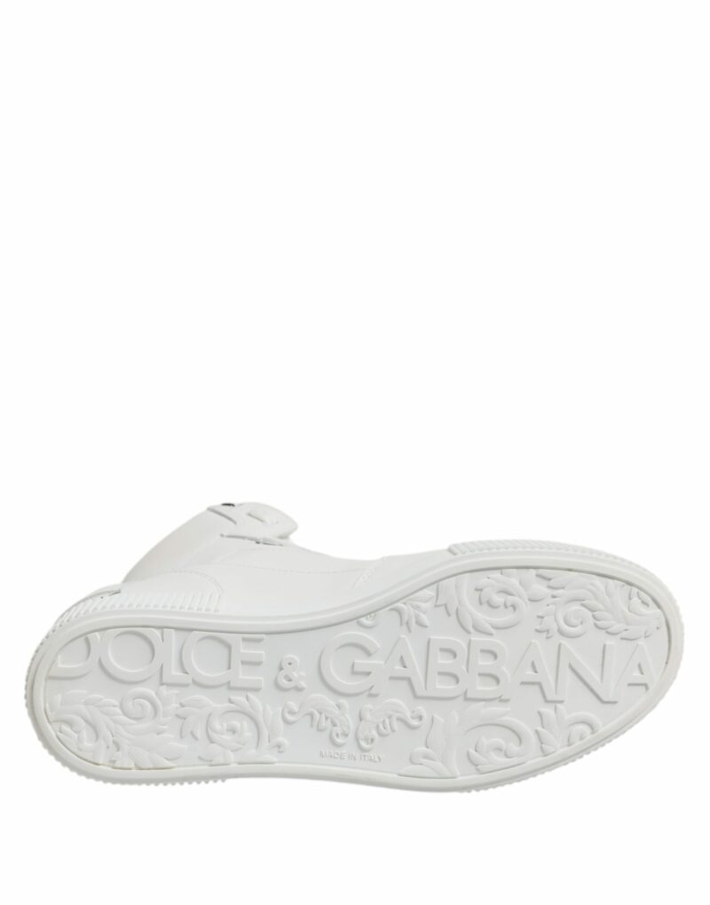 Dolce & Gabbana White Leather High Top Sneakers Shoes - Image 8