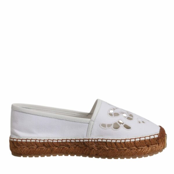 Dolce & Gabbana White Logo Eyelet Slip On Espadrilles Shoes