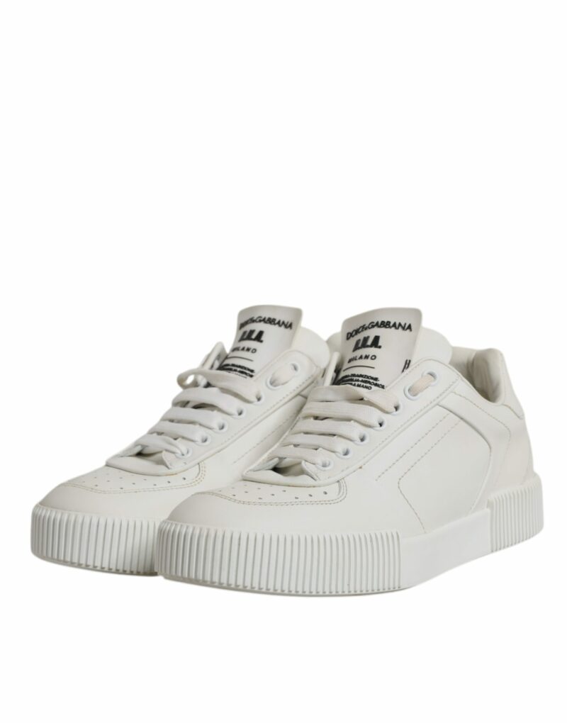 Dolce & Gabbana White Miami Leather Low Top Sneakers Shoes - Image 4