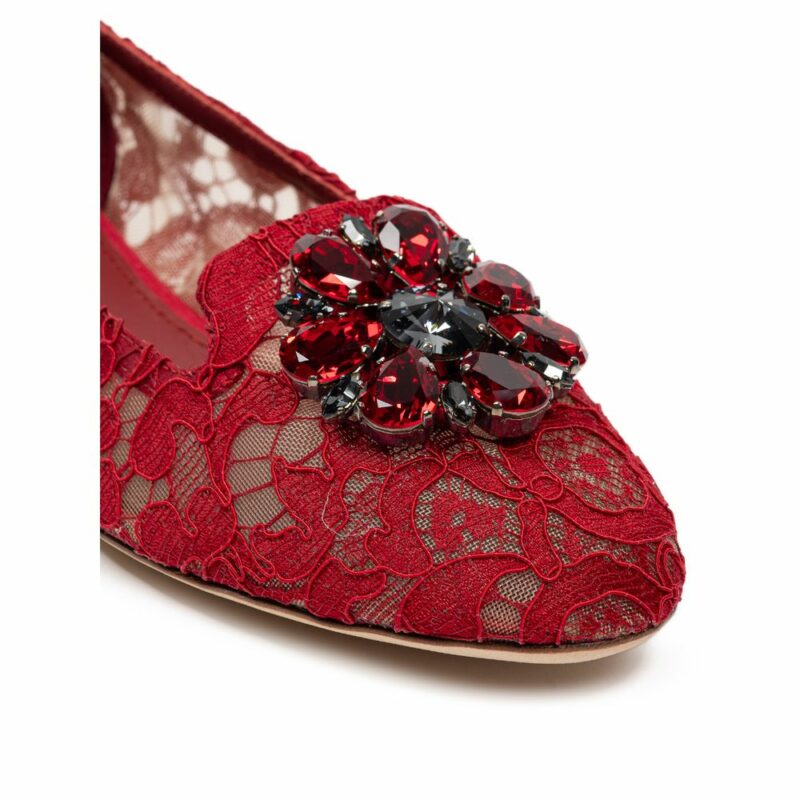 Dolce & Gabbana Red Viscose Flat Shoe - Image 4