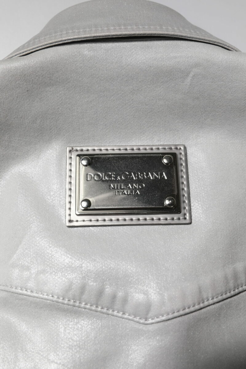 Dolce & Gabbana Metallic Gray Cotton Button Down Shirt - Image 8