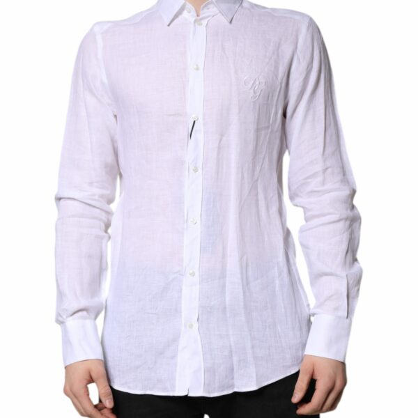 Dolce & Gabbana White Linen Martini Dress Formal Shirt