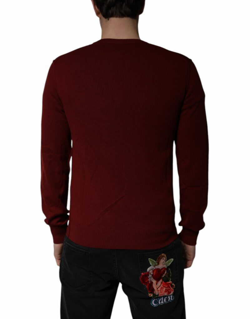 Dolce & Gabbana Maroon Cashmere V-neck Men Pullover Sweater - Image 4