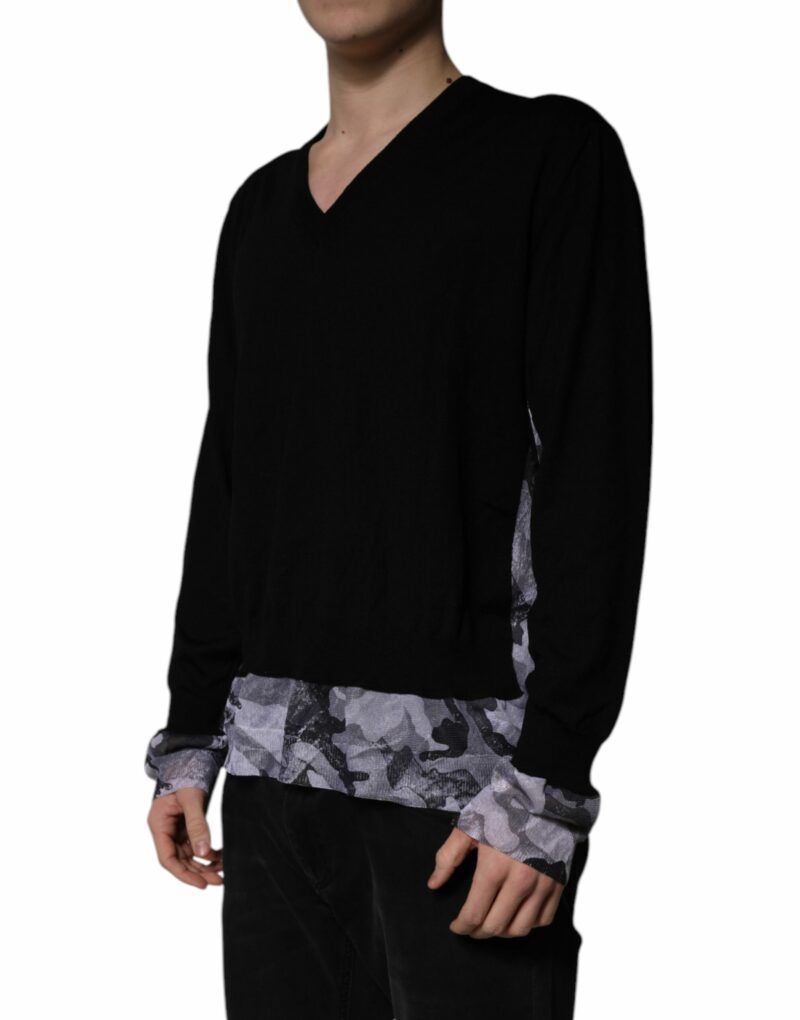 Dolce & Gabbana Black Camouflage V-neck Pullover Sweater - Image 3