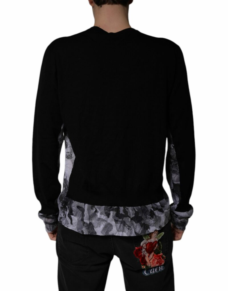 Dolce & Gabbana Black Camouflage V-neck Pullover Sweater - Image 4