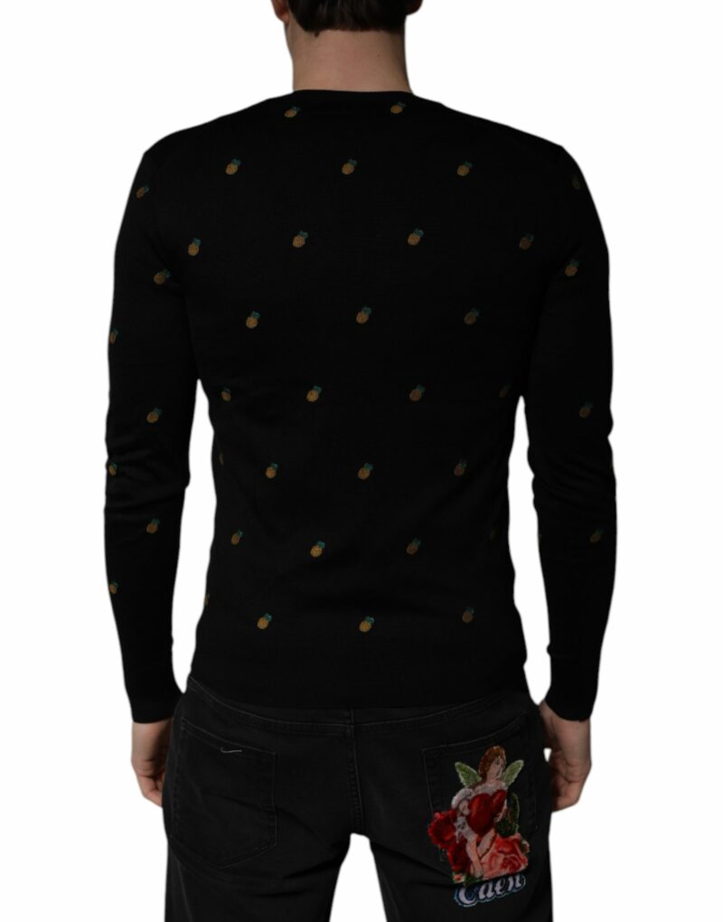 Dolce & Gabbana Black Pineapple Crew Neck Pullover Sweater - Image 2