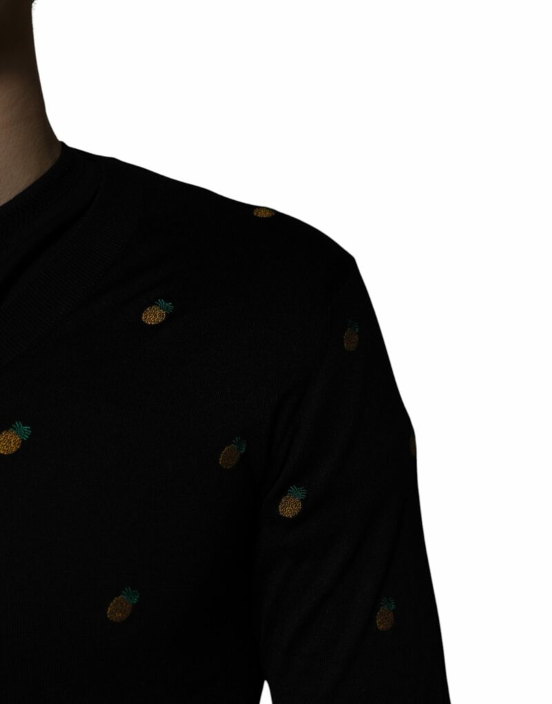 Dolce & Gabbana Black Pineapple Crew Neck Pullover Sweater - Image 5