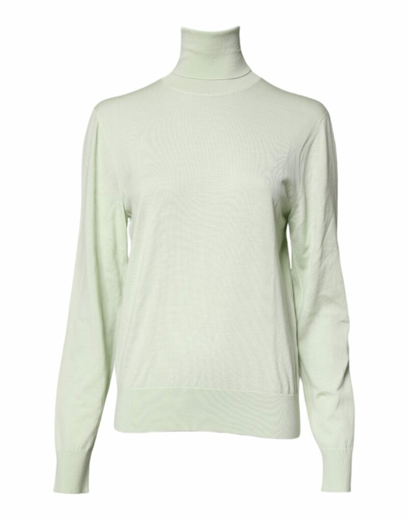 Dolce & Gabbana Light Green Wool Turtleneck Pullover Sweater - Image 2