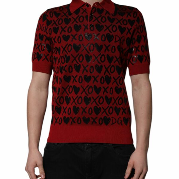 Dolce & Gabbana Red Cotton XOXO Collared Polo T-shirt