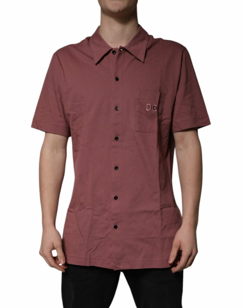 Dolce & Gabbana Dark Pink Button Down Casual Polo Men Shirt - Image 2