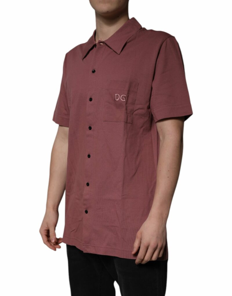 Dolce & Gabbana Dark Pink Button Down Casual Polo Men Shirt - Image 3