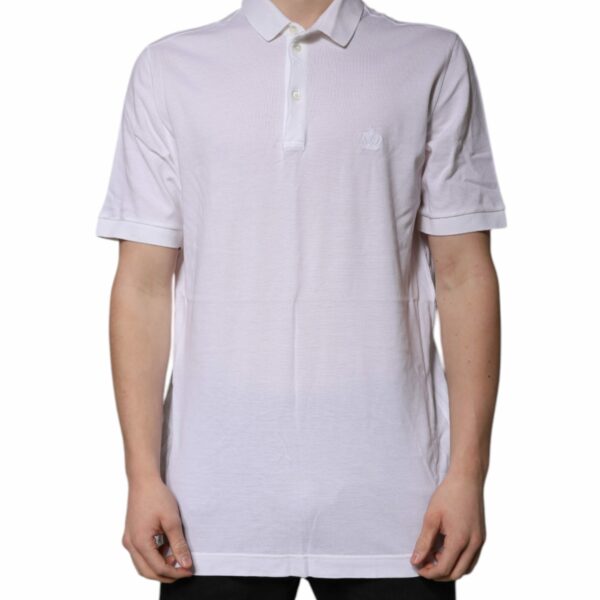 Dolce & Gabbana White Cotton Crown Collared Polo T-shirt