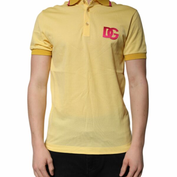 Dolce & Gabbana Yellow Cotton Logo Collared Polo T-shirt