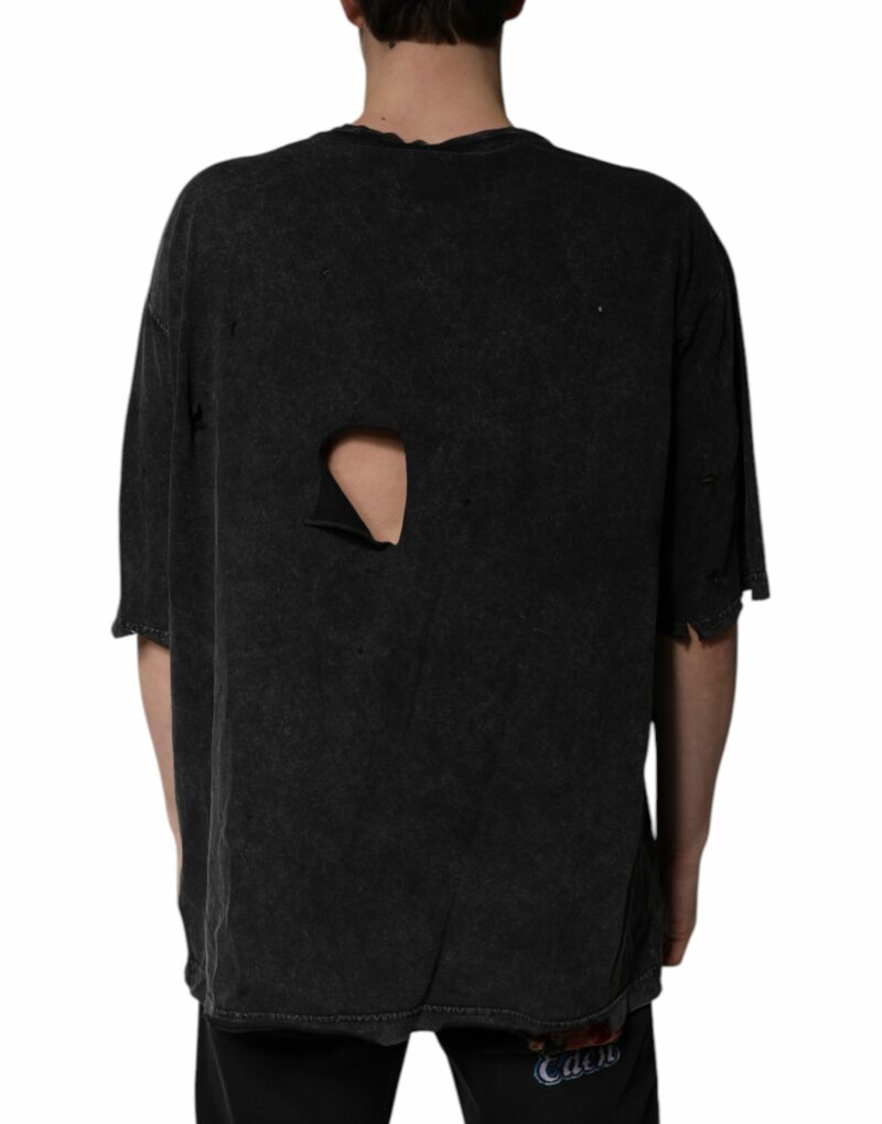 Dolce & Gabbana Black Graphic Print Cotton Crew Neck T-shirt - Image 4