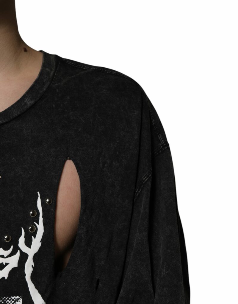 Dolce & Gabbana Black Graphic Print Cotton Crew Neck T-shirt - Image 5